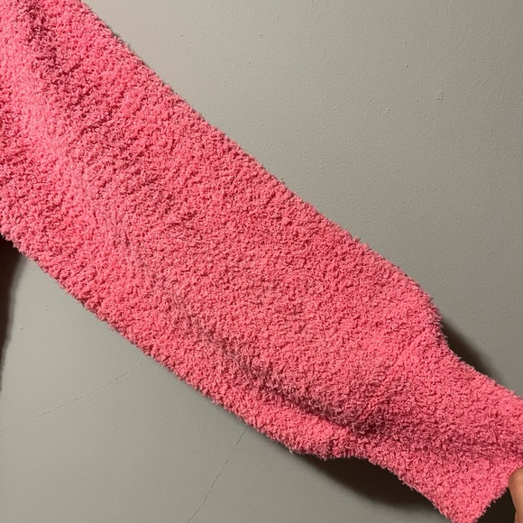 NWT Sanctuary V-neck textured teddy, balloon sleeve, pullover sweater XL pink - Picture 7 of 11